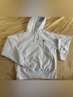 Champion White Sweatshirt Hoodie Size Small Y2K Streetwear